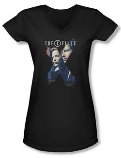 X-Files Shirt Juniors V Neck X Agents Black Tee T-Shirt