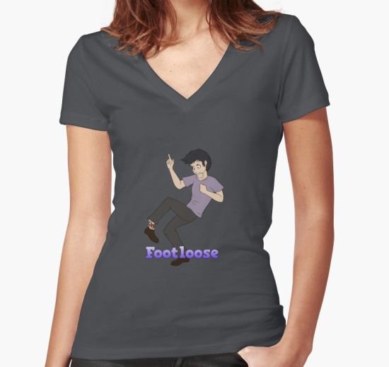 ‘Footloose’ Women's Fitted V-Neck T-Shirt by playonwordsgift T-Shirt