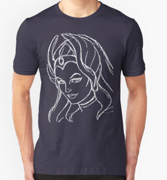 She-Ra Princess of Power - Looking Left - White Line Art T-Shirt by DGArt T-Shirt