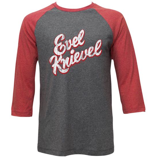 Evel Knievel Shirt Raglan Distressed Charcoal/Red Shirt