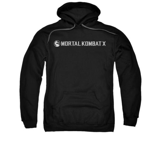 Mortal Kombat Hoodie White Logo Black Sweatshirt Hoody