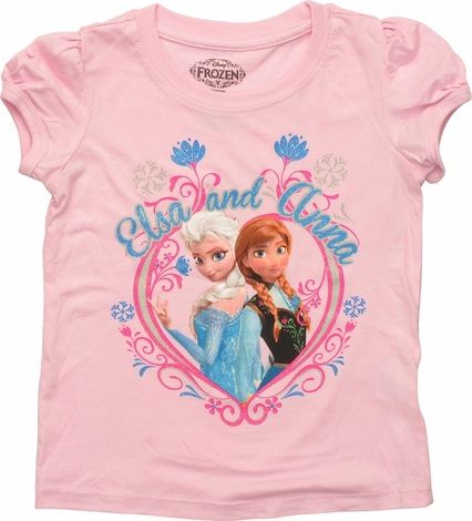 Frozen Elsa Anna Names Heart Frame Toddler T Shirt