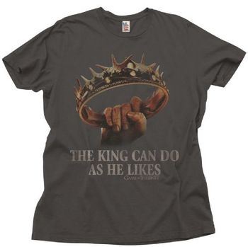Junk Food Game of Thrones King Do As He Likes Adult Charcoal T-Shirt