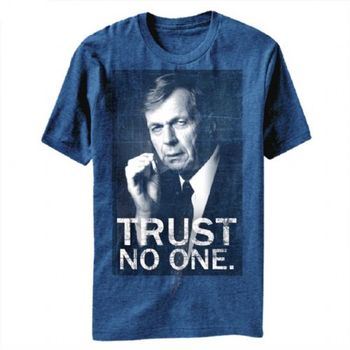 The X-Files Smoking Man Trust No One Adult Heather Blue T-Shirt