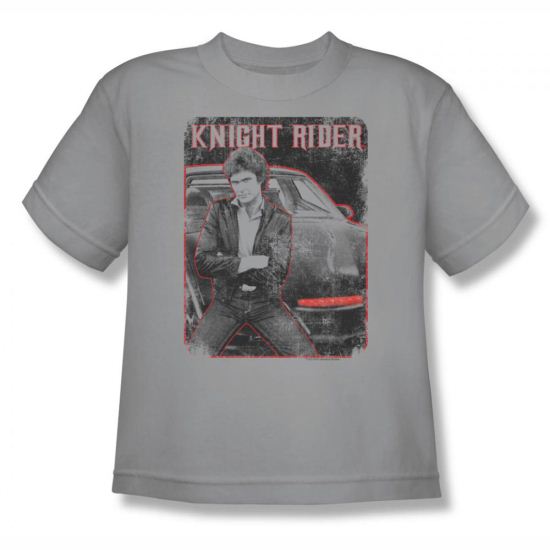 Knight Rider Shirt Kids Distressed Photo Silver T-Shirt