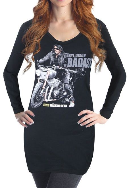 The Walking Dead Daryl Dixon Badass Juniors Long Sleeve Cover-Up T-shirt