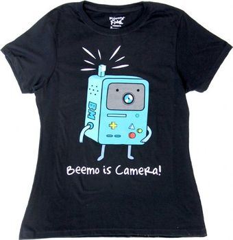 Adventure Time Beemo Is Camera Juniors Black T-shirt