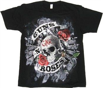 Guns N' Roses Skull Roses Gun T-Shirt Sheer