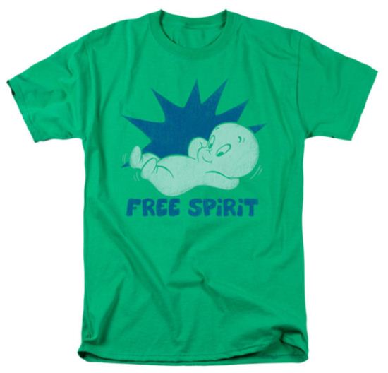 Casper The Friendly Ghost Shirt Free Spirit Adult Kelly Green T-Shirt