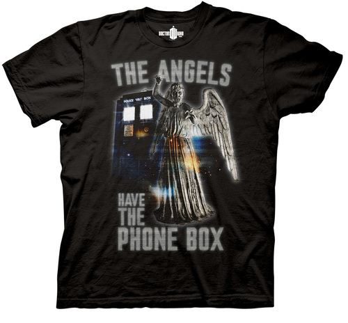 Doctor Who Glowing Angels Have The Phone Box Black Mens T-shirt