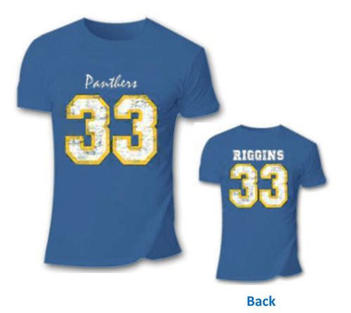 Friday Night Lights Football Panthers 33 Riggins Indigo Blue Adult T-Shirt