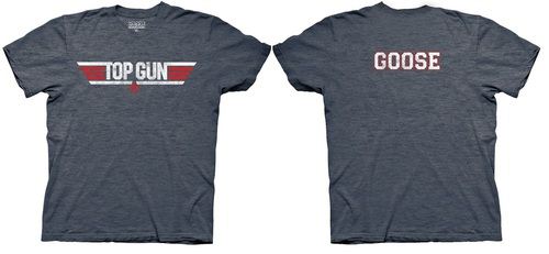 Top Gun Logo and Goose Name Adult Heather Navy T-Shirt