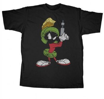 Looney Tunes Distressed Marvin the Martian Vintgae Pose Black Mens T-Shirt