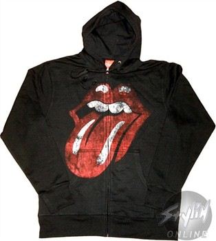 The Rolling Stones Tongue Distressed Full Zipper Hooded Sweatshirt