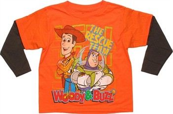 Disney Toy Story Orange Rescue Team Brown Long Sleeve Juvenile T-Shirt