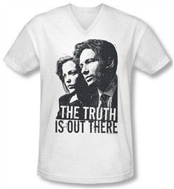 X-Files Shirt Slim Fit V Neck Truth White Tee T-Shirt