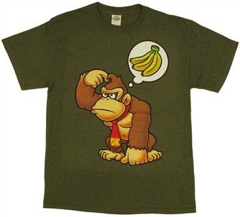 Nintendo Donkey Kong Banana Thought Olive Green T-Shirt