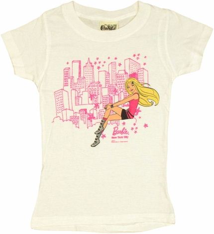 Barbie Sitting NYC White Youth Girls T Shirt