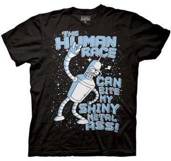 Futurama The Human Race Can Bite My Shiny Metal Ass Black Adult T-shirt