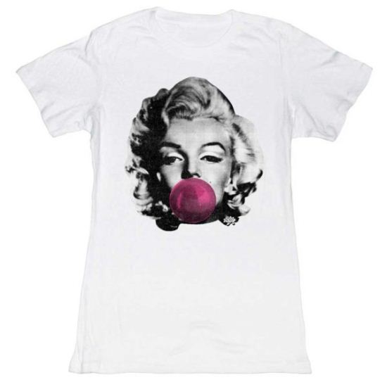 Marilyn Monroe Shirt Juniors Bubble Gum White T-Shirt