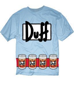The Simpsons Duffman Costume Beer Belt Print Sky Blue Adult T-shirt