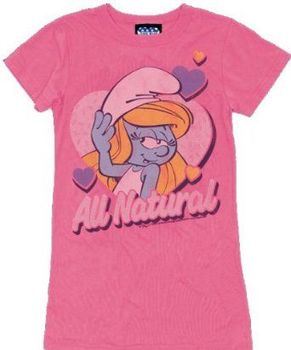 Smurfs Smurfette All Natural Juniors Pink T-shirt