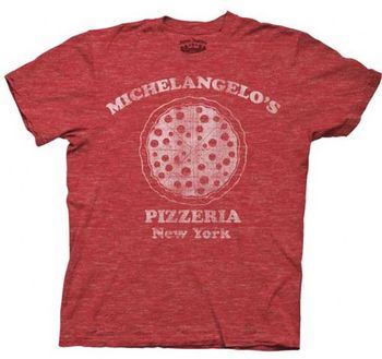 TMNT Teenage Mutant Ninja Turtles Michelangelo's Pizzeria Heathered Red Adult T-shirt